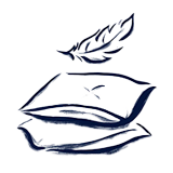 An icon depicting a feather drifting above a pile of pillows.