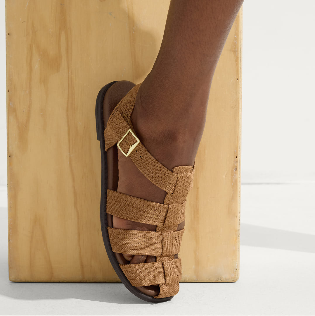 Model wearing The Fisherman Sandal.