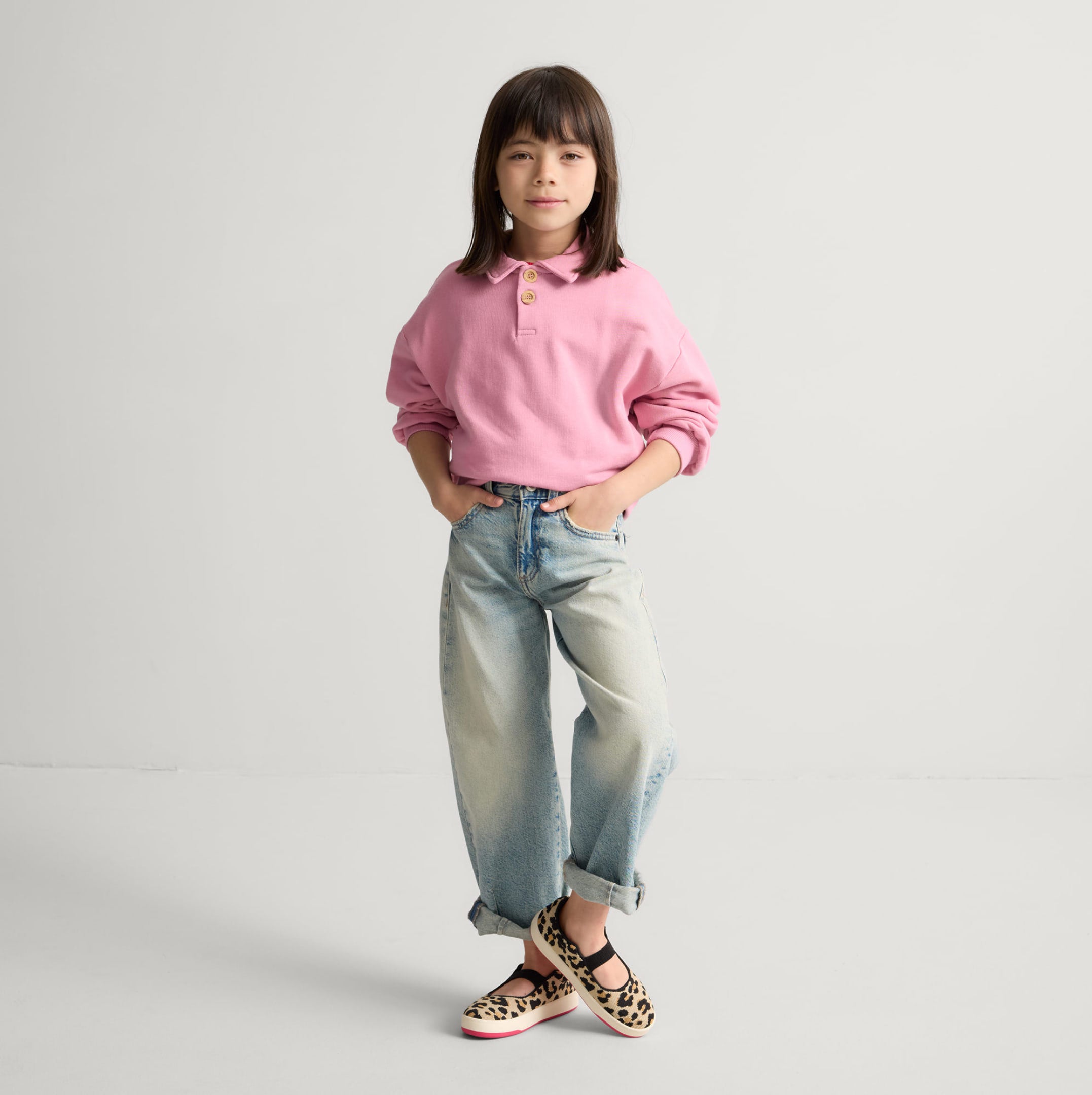 Alternate view of a model wearing The Kids MJ Sneaker in Desert Cat.